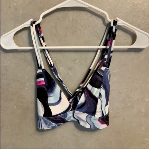 VS Victoria's Secret Pink Banded Strappy Bralette Size XS Marble Blue White - Picture 13 of 14